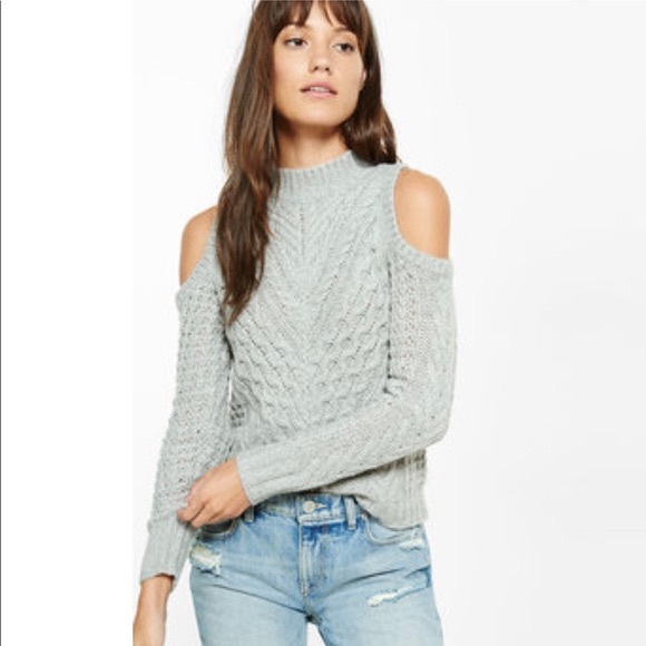 Express Sweaters - Express Cold Shoulder Knot Sweater